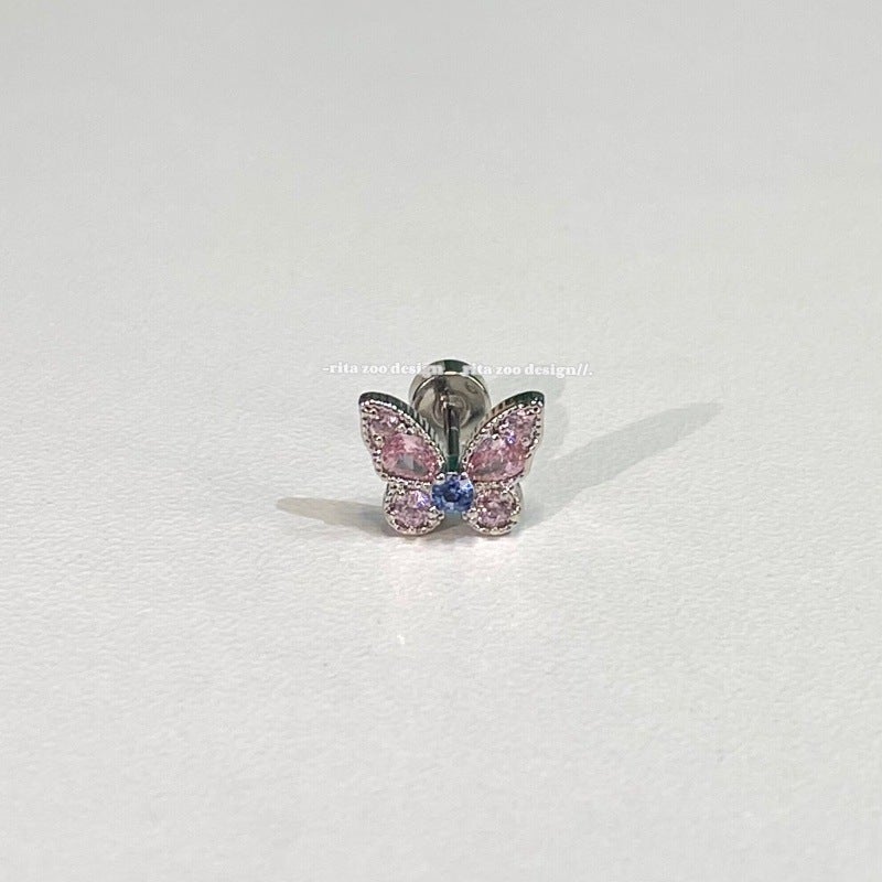 Collection Of Butterfly Control ~ No Need To Take Off When Sleeping, Beautiful, Smart, Cute And Playful Butterfly Collection Titanium Steel Ear Bone Cochlear Nails - Image 1