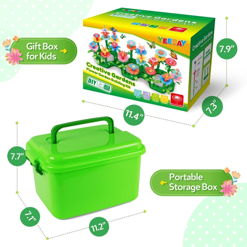 YEEBAY Flower Garden Building Toys for Girls Age 3, 4, 5, 6, 7 Year Old - STEM Gardening Toys for Kids - Stacking Game for Toddlers Play Set - Educational Activity for Preschool (148 PCS) - Image 4
