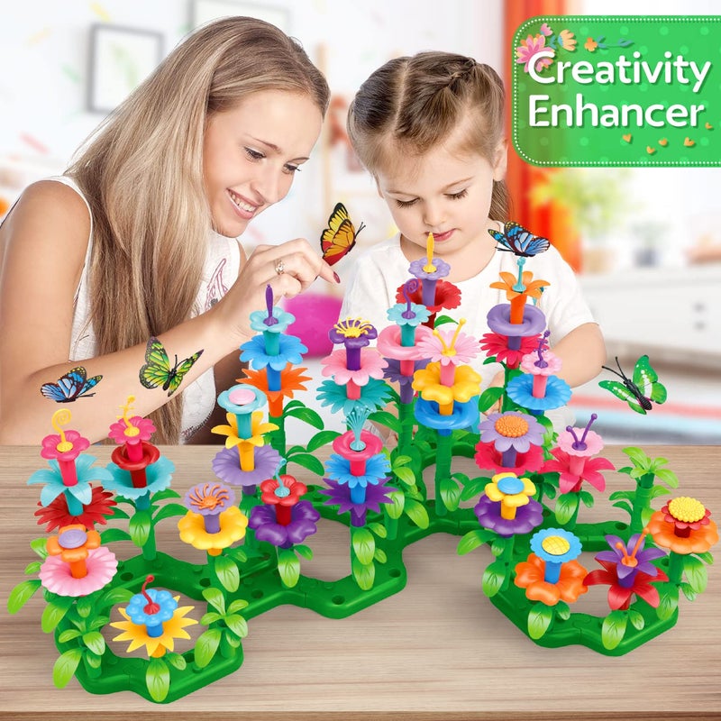 YEEBAY Flower Garden Building Toys for Girls Age 3, 4, 5, 6, 7 Year Old - STEM Gardening Toys for Kids - Stacking Game for Toddlers Play Set - Educational Activity for Preschool (148 PCS) - Image 5