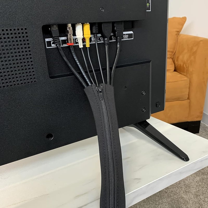 Wrap-It Storage Zipper Cable Sleeve by - 36" x 4" (2-Pack) Black - Cord Organizer and Cable Protector for Desk, Computer, TV Cord Management to Hide and Cover Wire and Extension Cables - Image 2