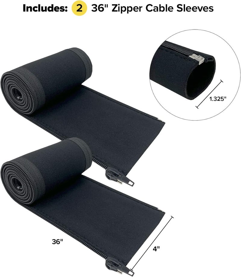 Wrap-It Storage Zipper Cable Sleeve by - 36" x 4" (2-Pack) Black - Cord Organizer and Cable Protector for Desk, Computer, TV Cord Management to Hide and Cover Wire and Extension Cables - Image 3