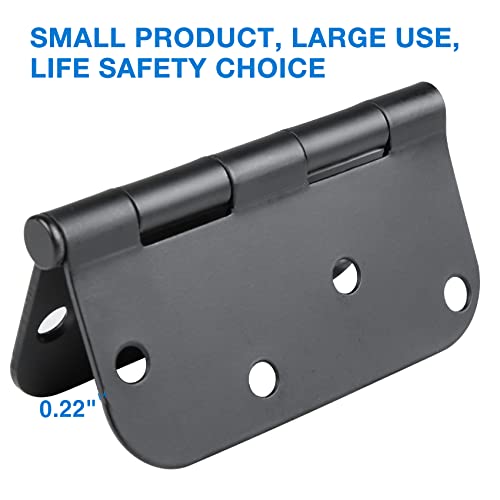TDCHINGES 4 in x 4" Black Door Hinges 12 Pack Matte Black Door Hinges 4 Inch Exterior Interior Door Hinge for Doors,Standard,Stall,Back,Heavy Duty Hollow Core,Front Door Hardware Black 5/8" Radius Round Hinge - Image 4