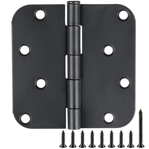 TDCHINGES 4 in x 4" Black Door Hinges 12 Pack Matte Black Door Hinges 4 Inch Exterior Interior Door Hinge for Doors,Standard,Stall,Back,Heavy Duty Hollow Core,Front Door Hardware Black 5/8" Radius Round Hinge - Image 1