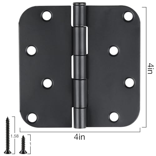 TDCHINGES 4 in x 4" Black Door Hinges 12 Pack Matte Black Door Hinges 4 Inch Exterior Interior Door Hinge for Doors,Standard,Stall,Back,Heavy Duty Hollow Core,Front Door Hardware Black 5/8" Radius Round Hinge - Image 3