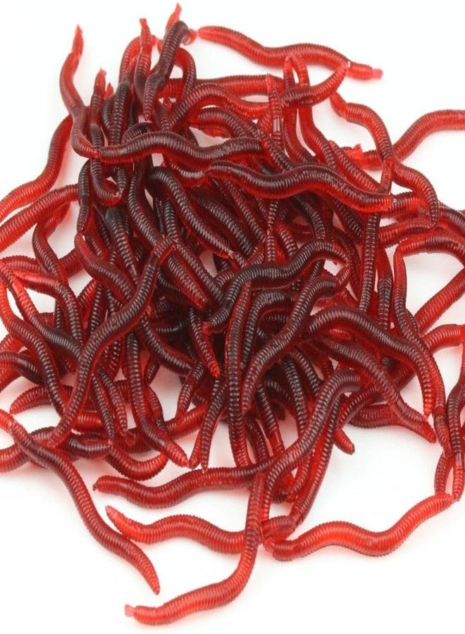 RAJry 100 Pcs Dark Red Soft Bait Red Earthworm Fishing Bait Fishing Worm Lure
