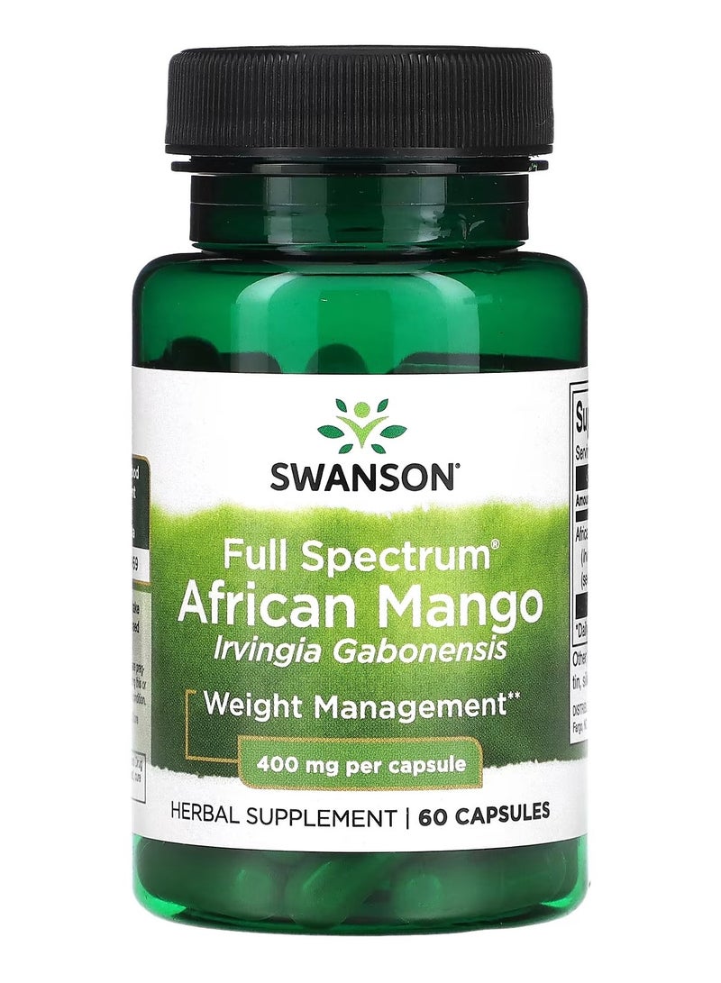 سوانسون Swanson, مانجو أفريقي كامل الطيف، 400 مجم، 60 كبسولة