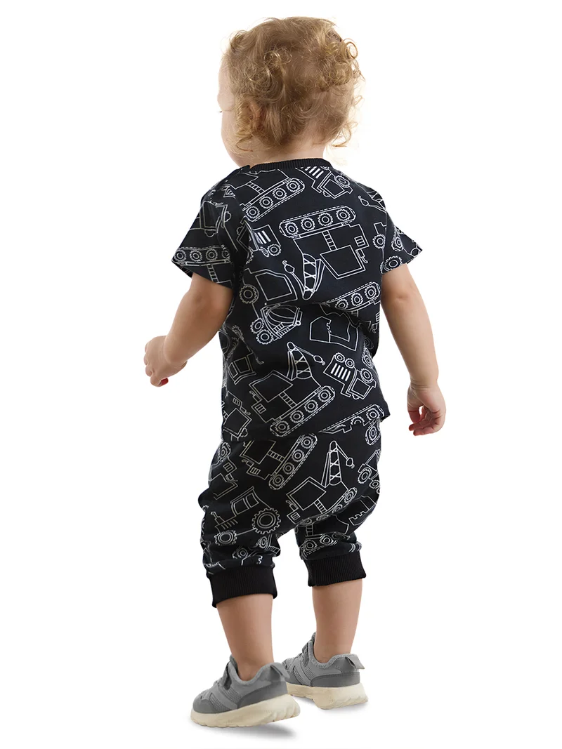 Denokids Vehicles Baby Boy T-shirt&Capri Pants Set