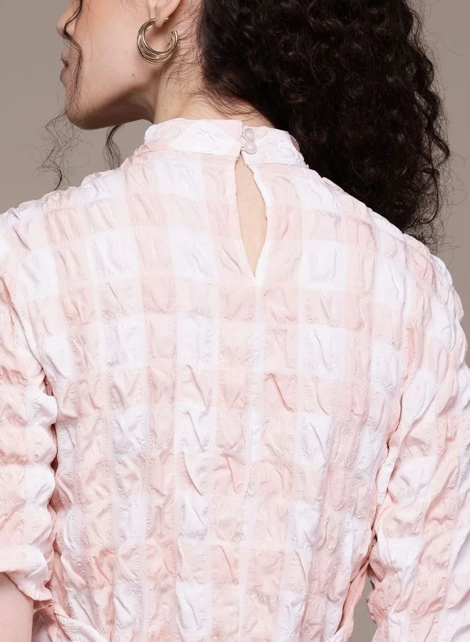 Freehand  Women Regular Fit Textured Round Neck Long Sleeve Bodycon Dress for Women | Best Price UAE