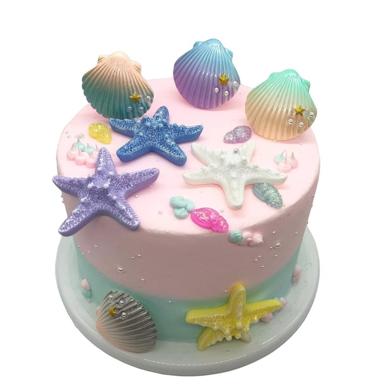 Dicanence 12pcs Sea Creatures Sea Shells Star Conch Cake Topper for Birthday Party Baby Shower Wedding Cake Decorations - Image 2