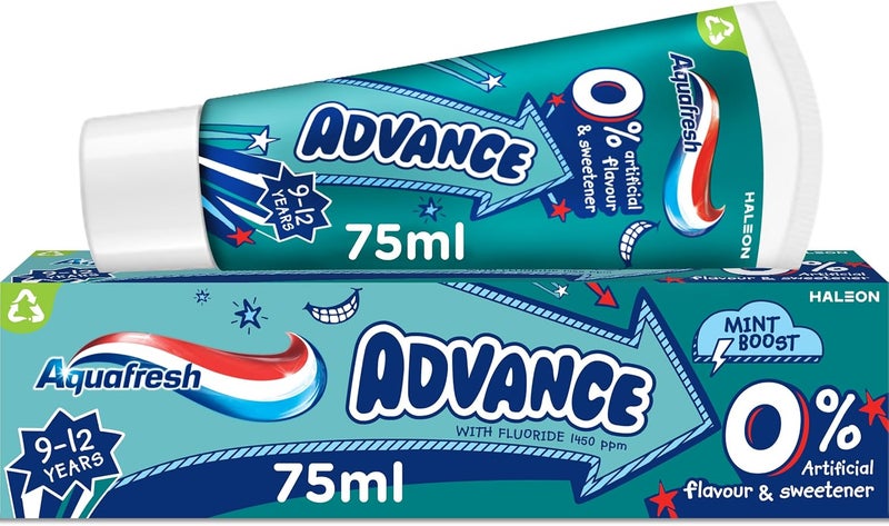 Aquafresh Advance 912 Kids Toothpaste for Grownup Kids Lasting Protection for New Permanent Teeth 75ml - Image 1