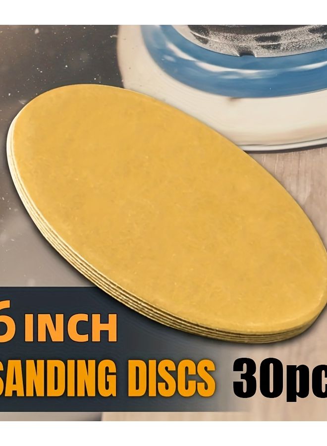 80 Grit 30pcs Non Porous Golden Hook Loop Sanding Discs Orbital Sander For Woodworking - Image 2