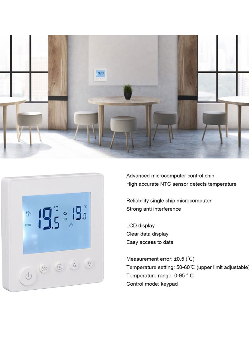 Excefore - Smart Thermostat, 16A LCD Display Non Programmable Thermostat for Home, Digital Thermostat with NTC Temperature Sensor, 2 Wire Thermostat for Heat Control, Ideal for Smart Home - Image 1