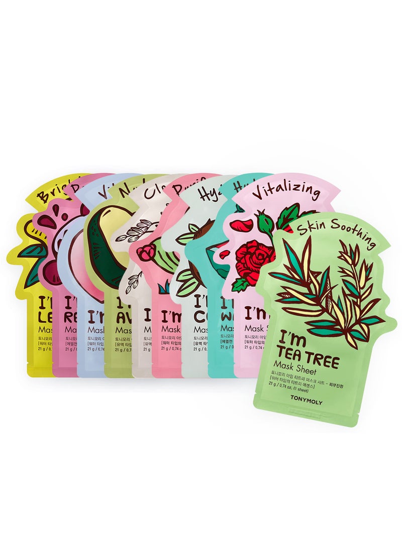 TONYMOLY TONYMOLY I'm Real Sheet Mask, Pack of 10 