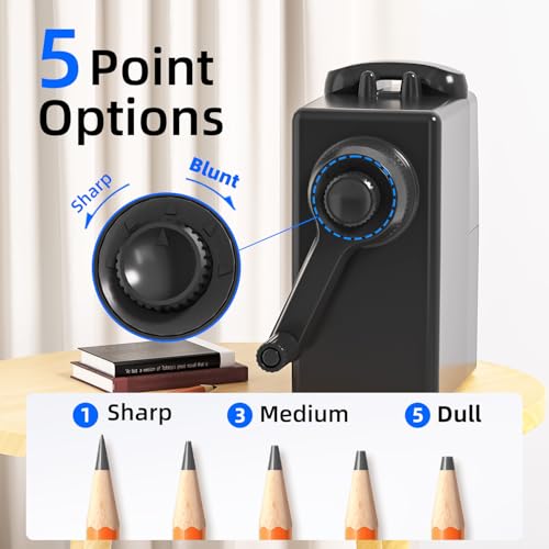 ZMOL Manual Hand Crank Pencil Sharpener Heavy Duty Desktop Pencil Sharpener for Colored Pencils Childrens Classroom Professional Use - Image 3