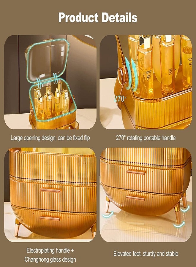 Marrone Cosmetic Organizer, Transparant Makeup Storage Organizer box, Multifunction Makeup Organizer, for Cosmetics, Jewelry and Accessories Ideal for Bathroom and Bedroom (Gold) - Image 5