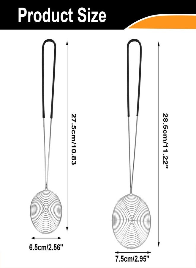 Murtenze 2 Pack Stainless Steel Strainer Spoon, Ladle Wire Cooking Skimmer Spoon, Hot Pot Strainer with Handle for Kitchen Baking Oil Filter, Meatball(2 Sizes, Black) - Image 3
