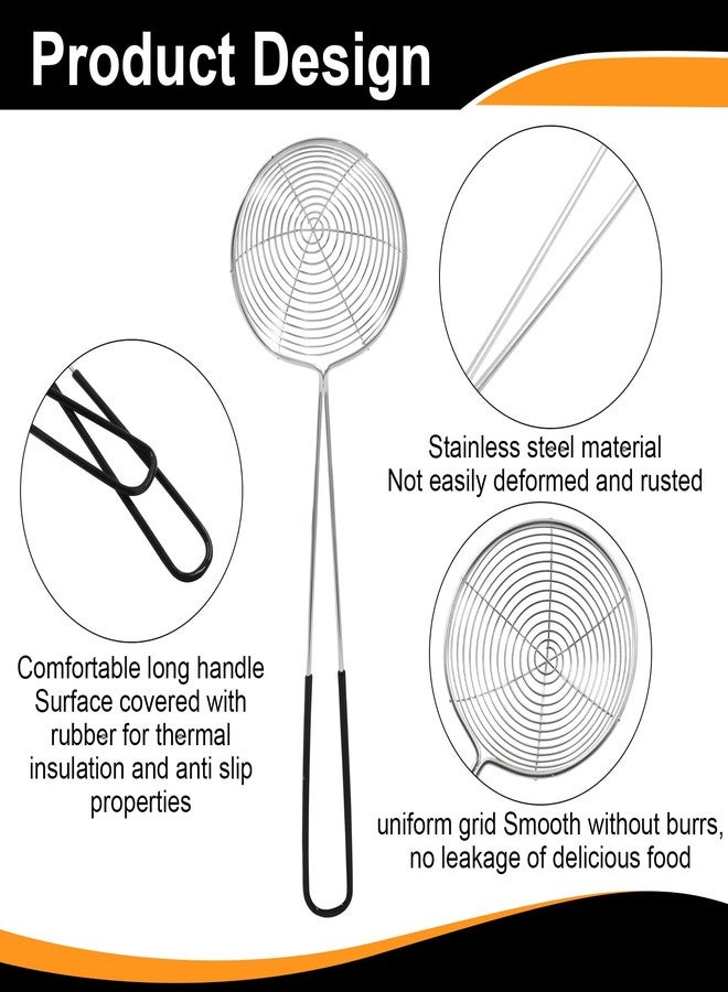 Murtenze 2 Pack Stainless Steel Strainer Spoon, Ladle Wire Cooking Skimmer Spoon, Hot Pot Strainer with Handle for Kitchen Baking Oil Filter, Meatball(2 Sizes, Black) - Image 4