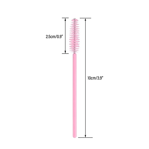 G2PLUS 300PCS Disposable Eyelash Brushes, Adjustable Mascara Wands Makeup Applicator Kits, Lash Spoolies Brushes for Eyelash Extensions and Eyebrows (Pink) - Image 2