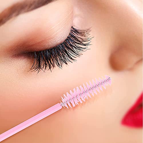 G2PLUS 300PCS Disposable Eyelash Brushes, Adjustable Mascara Wands Makeup Applicator Kits, Lash Spoolies Brushes for Eyelash Extensions and Eyebrows (Pink) - Image 5