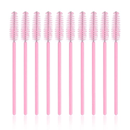 G2PLUS 300PCS Disposable Eyelash Brushes, Adjustable Mascara Wands Makeup Applicator Kits, Lash Spoolies Brushes for Eyelash Extensions and Eyebrows (Pink) - Image 3