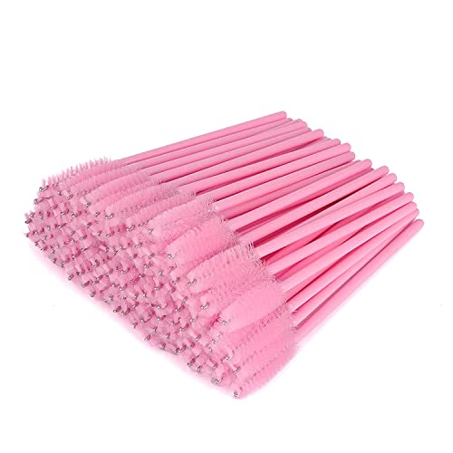 G2PLUS 300PCS Disposable Eyelash Brushes, Adjustable Mascara Wands Makeup Applicator Kits, Lash Spoolies Brushes for Eyelash Extensions and Eyebrows (Pink) - Image 1