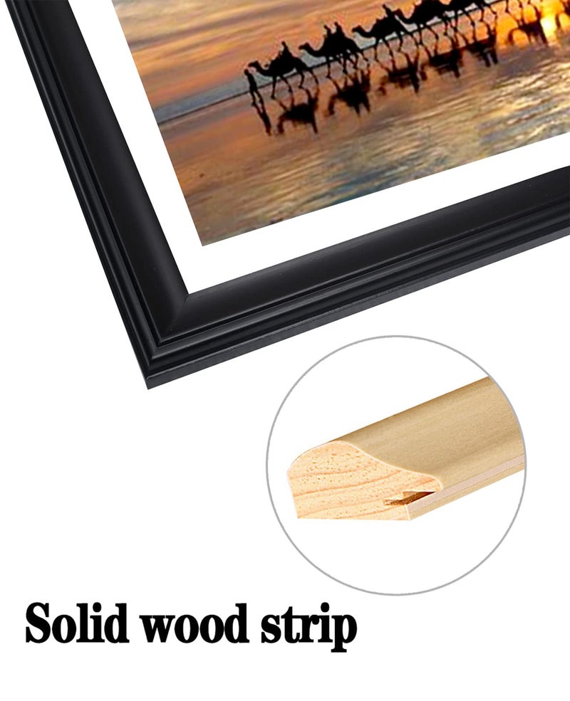 LTYHHK 10x22 Panoramic Picture Frames Solid Wood, Displays 8x20 with Mat or 10x22 Inch without Mat, Poster Frame 10x22 Photo Frames Family Wall 8x20 Picture Frame Black(LMKB1022) - Image 5