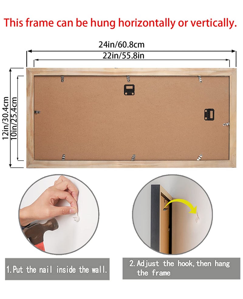 LTYHHK 10x22 Panoramic Picture Frames Solid Wood, Displays 8x20 with Mat or 10x22 Inch without Mat, Poster Frame 10x22 Photo Frames Family Wall 8x20 Picture Frame Black(LMKB1022) - Image 3