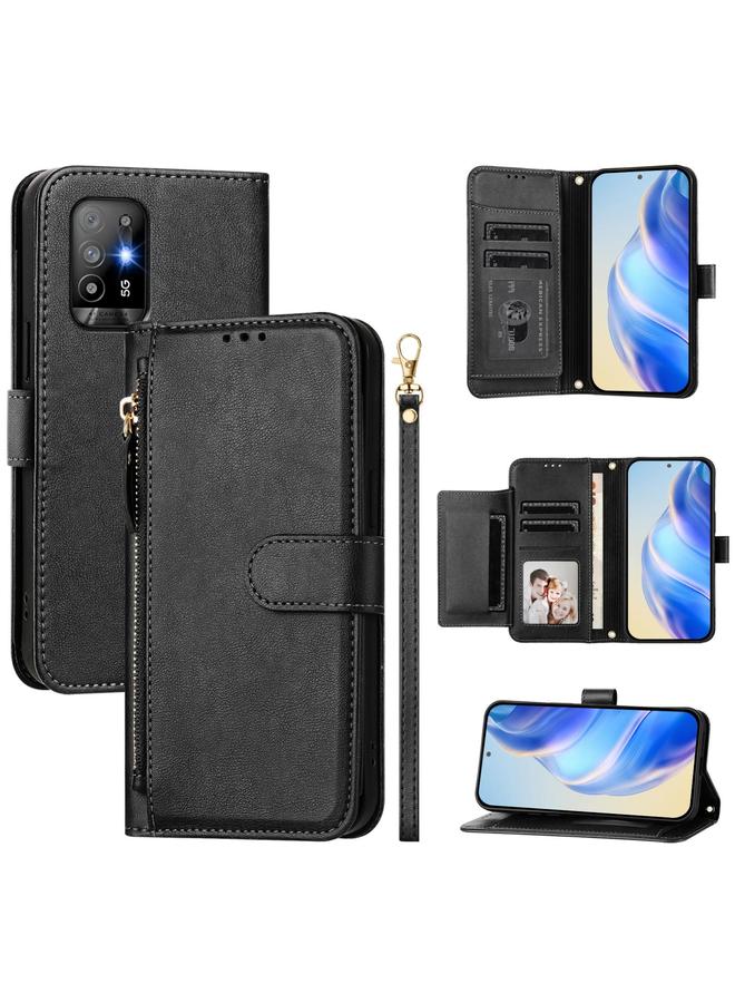erorex Case For OPPO A94 5G Global / Reno5 Z Multi-Card Slots Zipper Wallet Leather Phone Case - Image 1