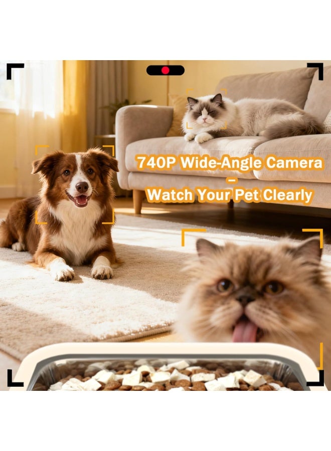 Automatic Pet Feeder Papifeed Slow Feeder 6L with 1080P Camera WiFi App & Voice Monitoring, Smart Cat Feeder & Pet Feeder, Automatic Cat Feeder Dispenser, Portion Control, Cat/Dog Bowl, Stainless Steel, Battery & Dual Power with Timer Backup for Outage, 3kg Capacity (White Adjustable Camera) - Image 2
