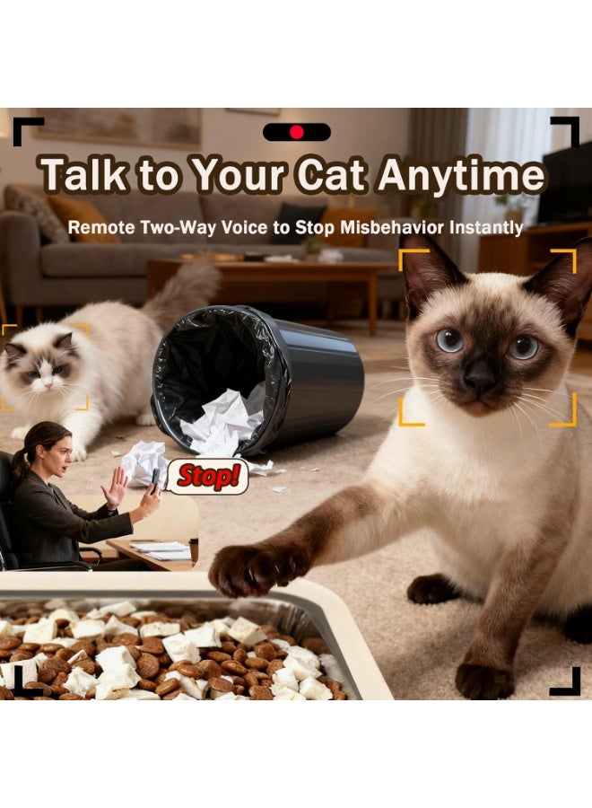 Automatic Pet Feeder Papifeed Slow Feeder 6L with 1080P Camera WiFi App & Voice Monitoring, Smart Cat Feeder & Pet Feeder, Automatic Cat Feeder Dispenser, Portion Control, Cat/Dog Bowl, Stainless Steel, Battery & Dual Power with Timer Backup for Outage, 3kg Capacity (White Adjustable Camera) - Image 4