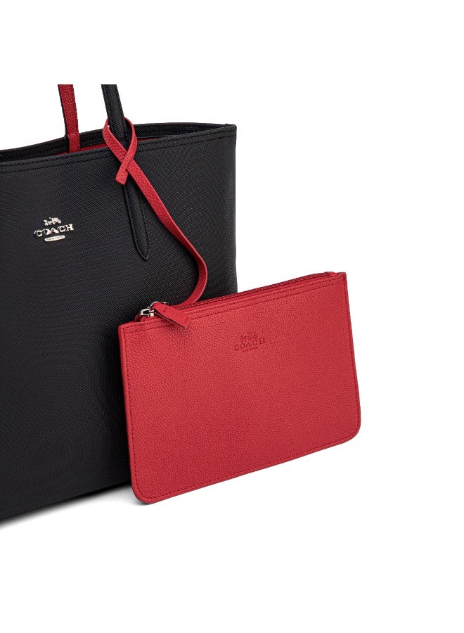 coachoutlet Coach women's double-sided two-tone large capacity handbag, women's shoulder bag, crossbody bag，fashionable and multifunctional, black and red - Image 4