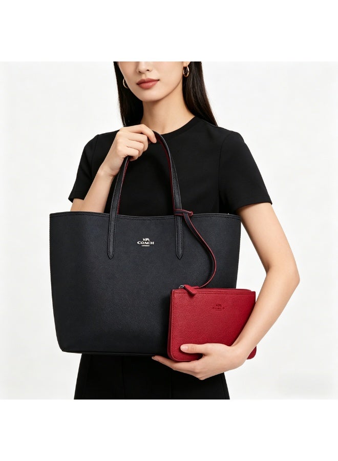coachoutlet Coach women's double-sided two-tone large capacity handbag, women's shoulder bag, crossbody bag，fashionable and multifunctional, black and red - Image 2