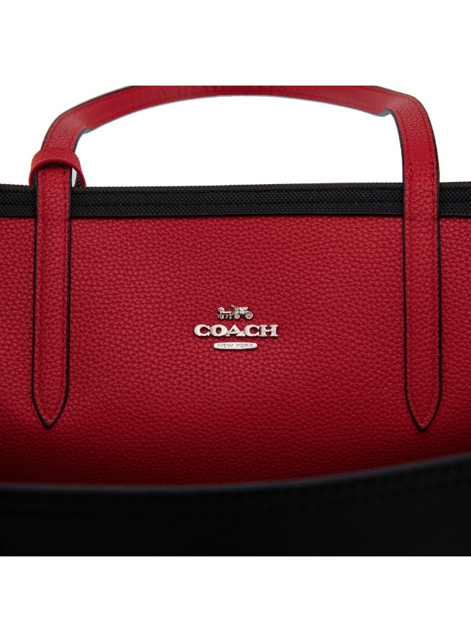 coachoutlet Coach women's double-sided two-tone large capacity handbag, women's shoulder bag, crossbody bag，fashionable and multifunctional, black and red - Image 3