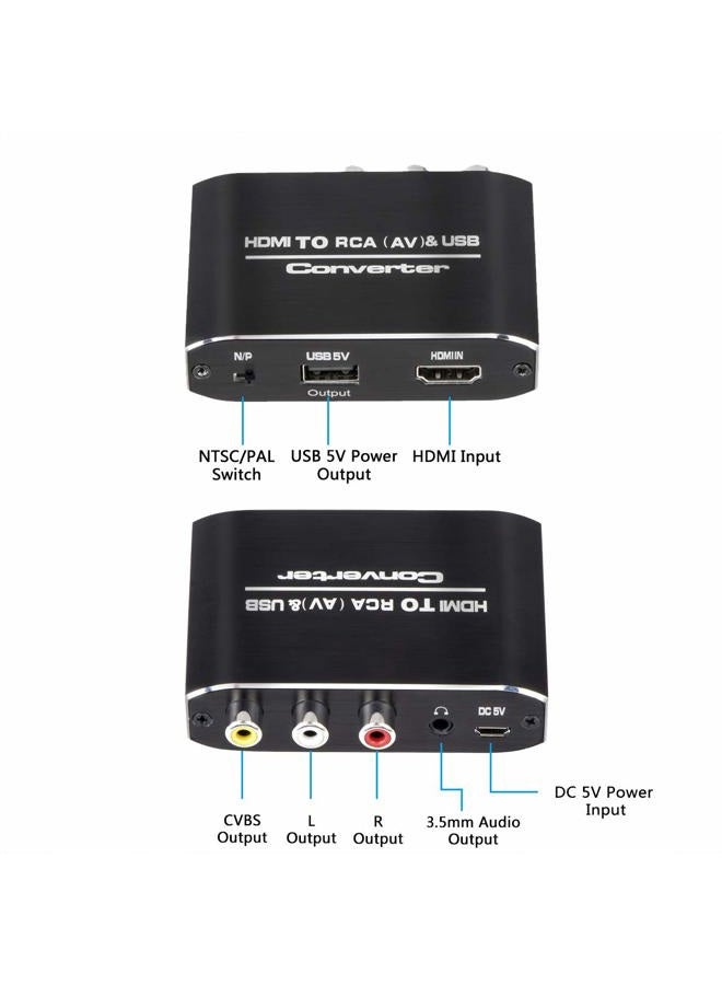 Wonlyus HDMI to RCA Converter, 1080P HDMI to AV 3RCA CVBs Composite Video 3.5mm Aux Audio Adapter Supports PAL/NTSC for TV Stick, PS3, PC, Laptop, Xbox, HDTV, DVD (Black，Aluminum Alloy Material) - Image 4