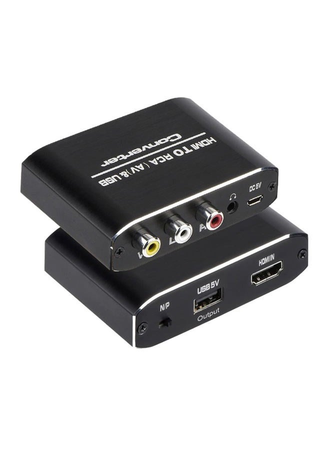 Wonlyus HDMI to RCA Converter, 1080P HDMI to AV 3RCA CVBs Composite Video 3.5mm Aux Audio Adapter Supports PAL/NTSC for TV Stick, PS3, PC, Laptop, Xbox, HDTV, DVD (Black，Aluminum Alloy Material) - Image 1