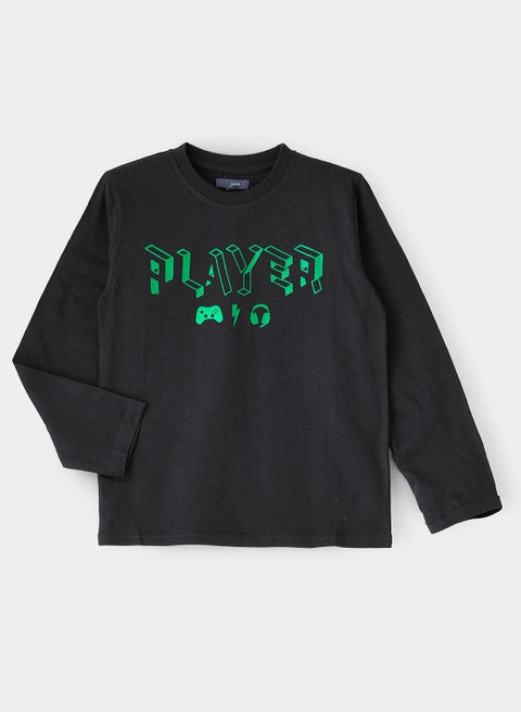 Knit full sleeve with print at front