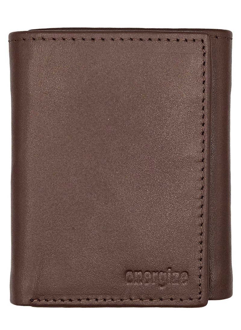 Energize Tri-Fold Genuine Leather Wallet for Men, Premium Leather Material with Versatile Compartment, Ideal for Traveling & Daily Use, Perfect Gift for Any Occasion- Brown  - Image 1