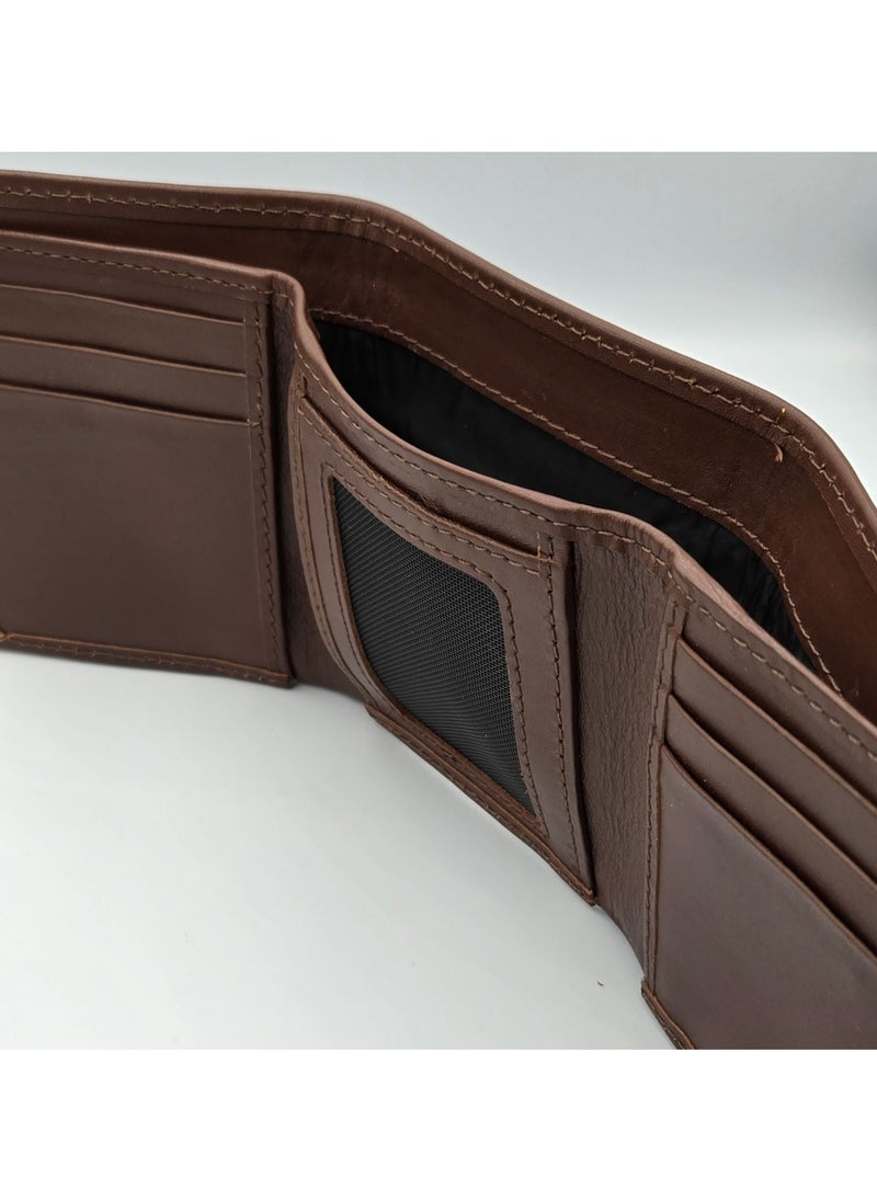 Energize Tri-Fold Genuine Leather Wallet for Men, Premium Leather Material with Versatile Compartment, Ideal for Traveling & Daily Use, Perfect Gift for Any Occasion- Brown  - Image 3