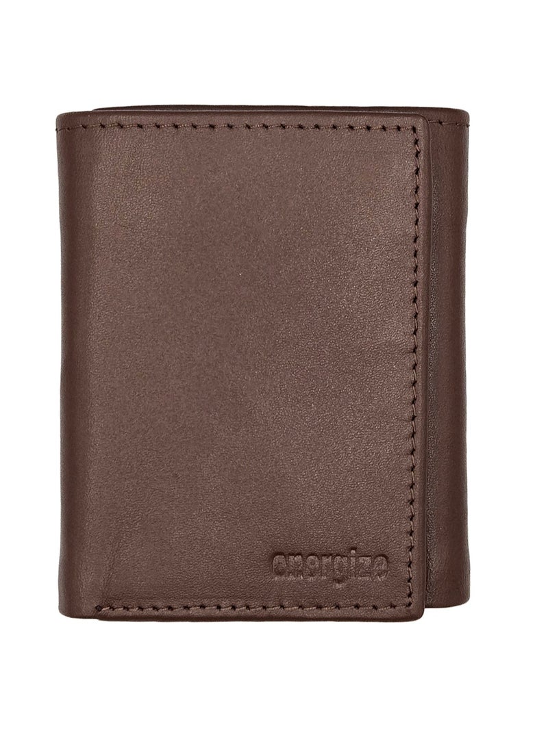 Energize Tri-Fold Genuine Leather Wallet for Men, Premium Leather Material with Versatile Compartment, Ideal for Traveling & Daily Use, Perfect Gift for Any Occasion- Brown  - Image 4