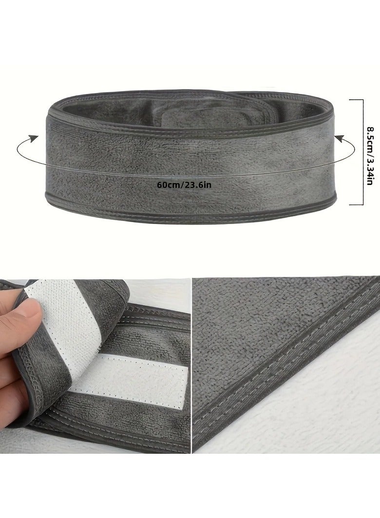 Generic Hair Wrap Headband, 1 Pack Non-slip StretchableWashable Makeup Headband for Face Wash Facial TreatmentSport Fits All, Thicker Soft Terry Cloth Absorbs LiquidQuickly, Gray  - Image 2