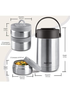 Milton MILTON Glamour Thermosteel Stainless Steel Tiffin Box, Set of 3, Silver  - Image 5