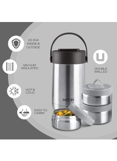 Milton MILTON Glamour Thermosteel Stainless Steel Tiffin Box, Set of 3, Silver  - Image 3