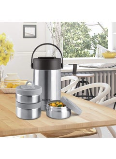 Milton MILTON Glamour Thermosteel Stainless Steel Tiffin Box, Set of 3, Silver  - Image 4