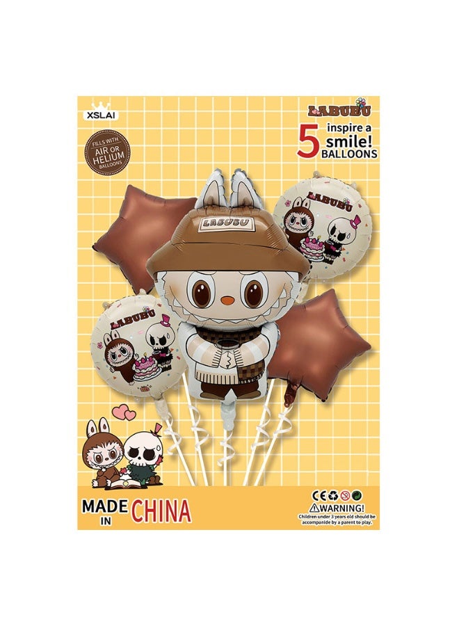 5 Piece Cartoon Labu Cloth Aluminum Film Balloon Decoration Set 5 Pieces