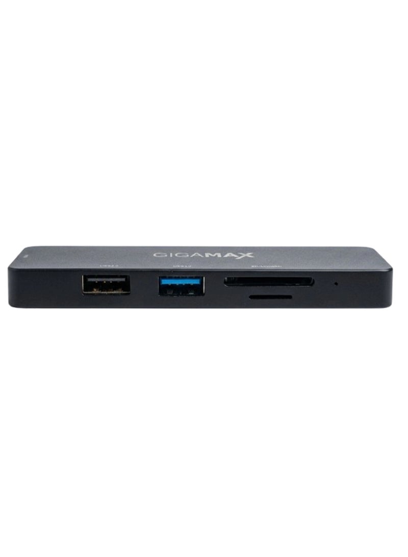 جيجاماكس محول متعدد المنافذ من النوع C 5 في 1 طراز HYD-9827T مع مخرج فائق الوضوح 4K - وسّع نطاق أجهزتك مع منفذ HDMI ومنفذ USB وفتحتين لبطاقات الذاكرة. موزع USB-C عالي السرعة بتصميم التوصيل والتشغيل - يدعم دقة 4K بمعدل 30 هرتز، ونقل بيانات سريع، وتوافق شامل مع أجهزة الكمبيوتر المحمولة والأجهزة اللوحية والهواتف المحمولة. - Image 3