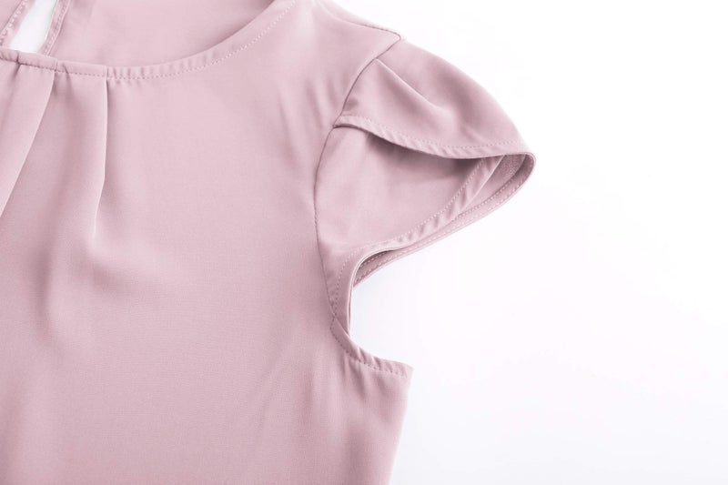 TASAMO Women's Loose Casual Short Sleeve Chiffon Top T-Shirt Blouse (X-Large, Pink) - Image 4