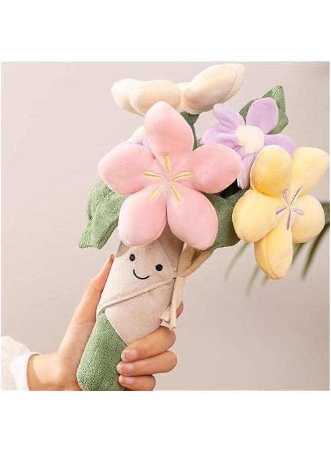 Cute Flower Plush Doll Stuffed Plant Plushie Soft Lovely Smiling Face Huggable Handing Toy Sweet Gifts for Boys Girls Kids Adults, Pink, W32PL00075 - Image 3