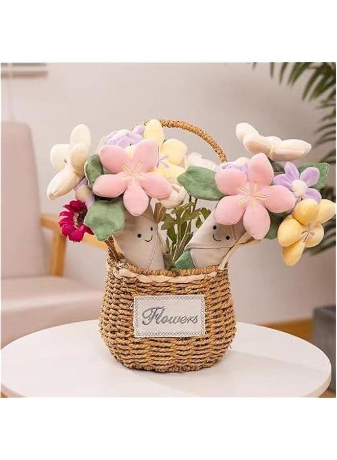 Cute Flower Plush Doll Stuffed Plant Plushie Soft Lovely Smiling Face Huggable Handing Toy Sweet Gifts for Boys Girls Kids Adults, Pink, W32PL00075 - Image 4