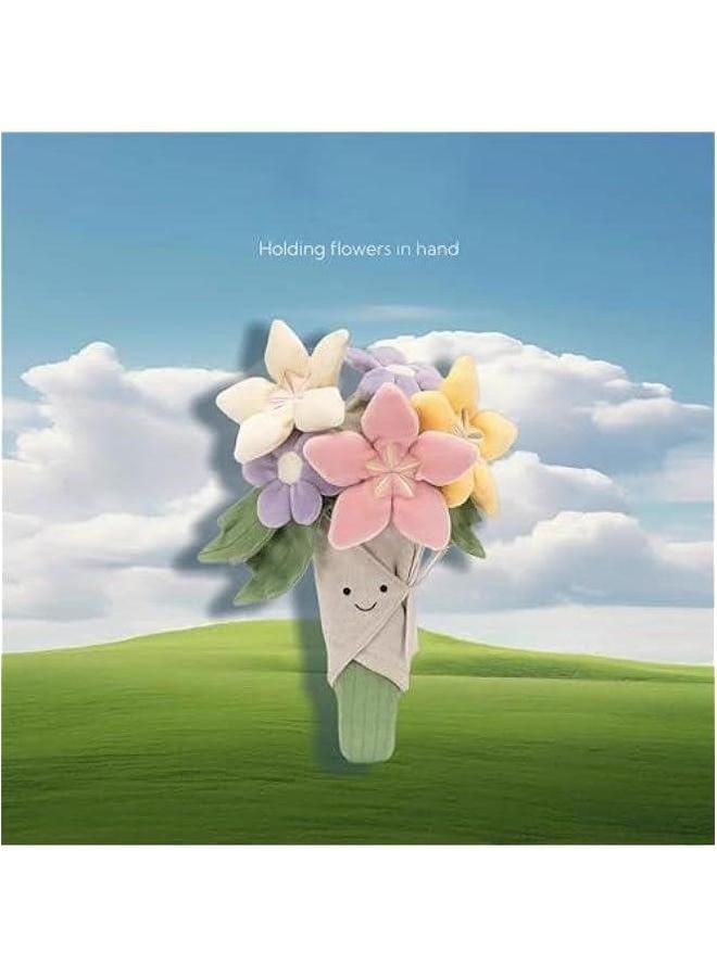Cute Flower Plush Doll Stuffed Plant Plushie Soft Lovely Smiling Face Huggable Handing Toy Sweet Gifts for Boys Girls Kids Adults, Pink, W32PL00075 - Image 2