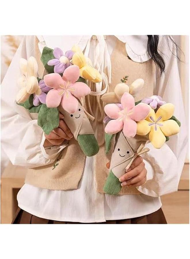 Cute Flower Plush Doll Stuffed Plant Plushie Soft Lovely Smiling Face Huggable Handing Toy Sweet Gifts for Boys Girls Kids Adults, Pink, W32PL00075 - Image 5